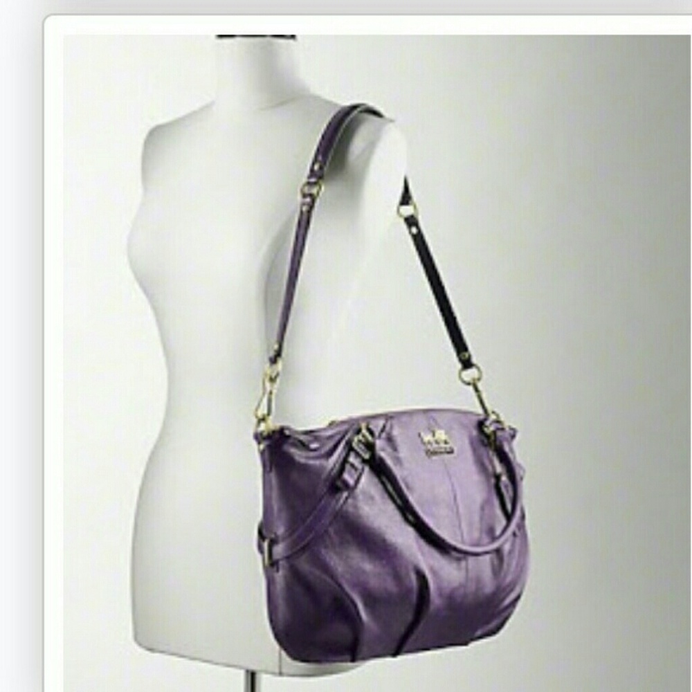 Purple leather Coach Madison Sofia purse bag
